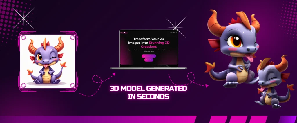 AI tool converting 2D character sketch into a 3D model